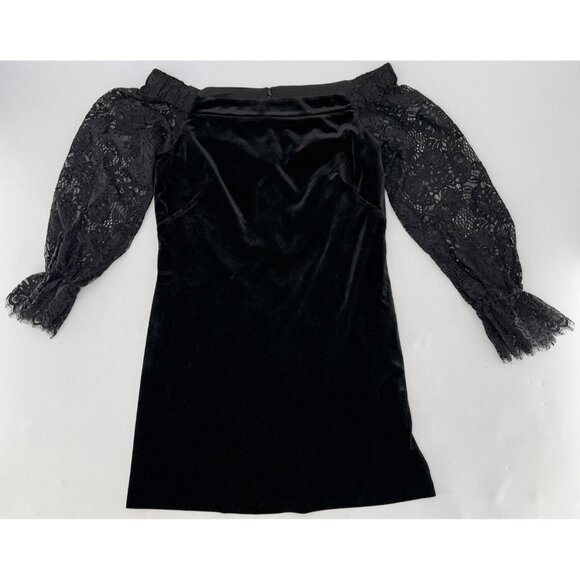 White House Black Market WHBM Off Shoulder Velvet Lace‎ Shift Dress Size 8 Event - Picture 1 of 13